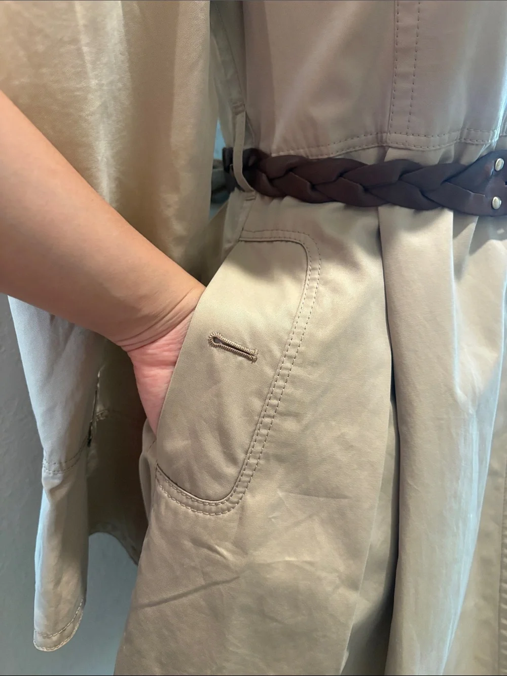 Burberry Size 36 (XS US) Trench Coat Khaki With Belt - Picture 5 of 14